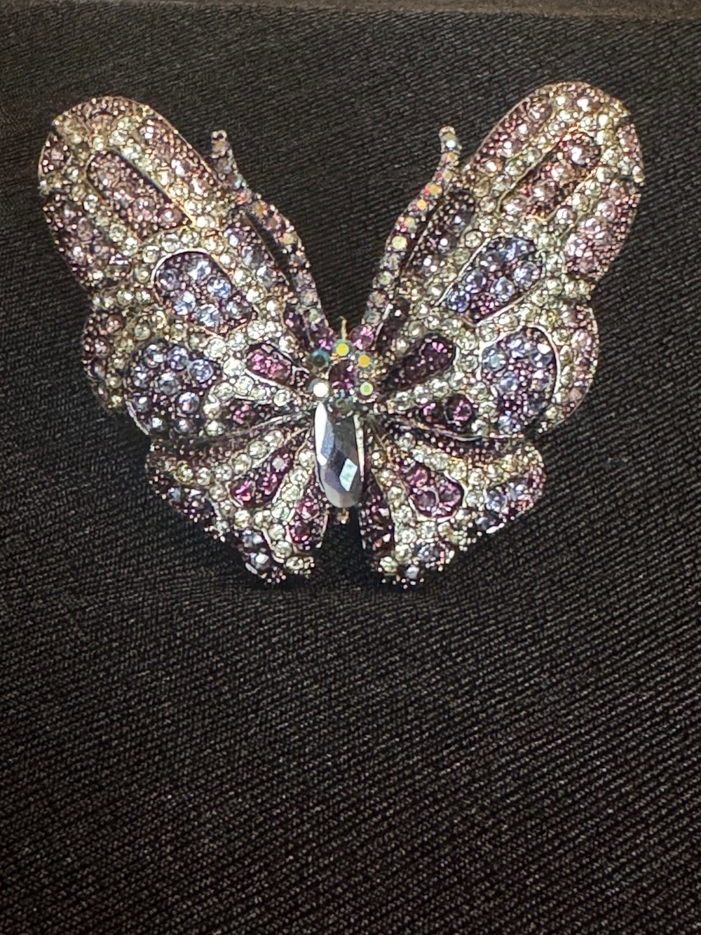 JANUS Butterfly Ring Crystal Rhinestone 3D Statement Adjustable Vintage Style